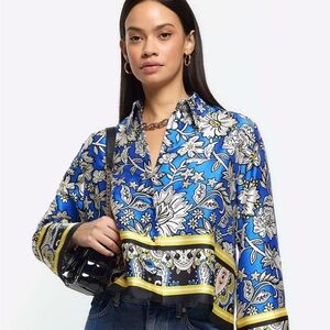 River Island  | Blue Floral Blouse